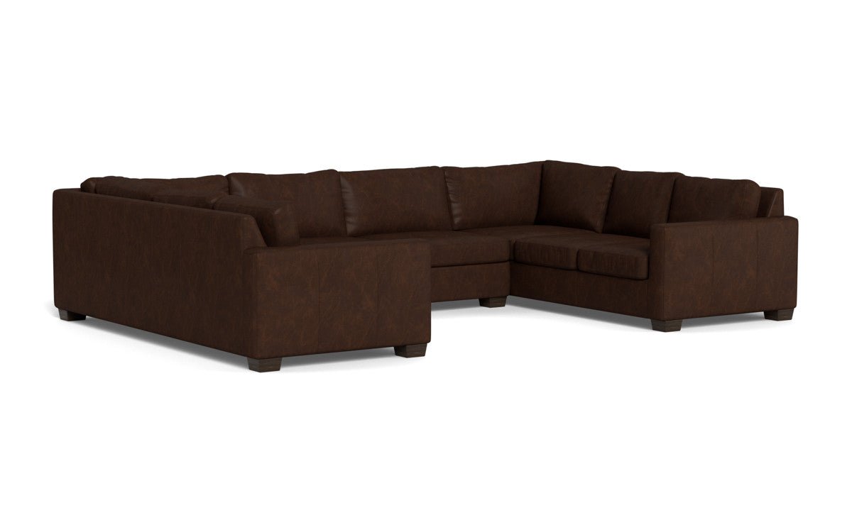 Track 141" Leather Corner Sofa Sleeper U Sectional - Cheyenne Arrowshaft