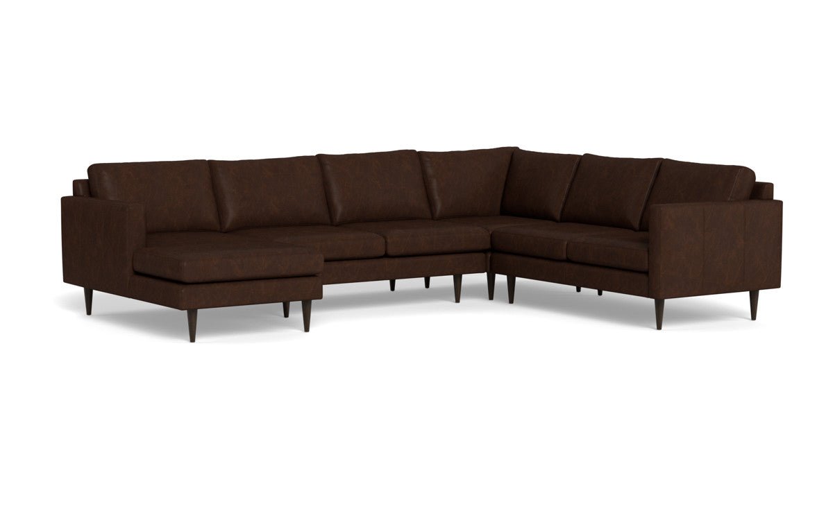 Wallace 130" Leather Untufted Corner Sectionals w. Left Chaise - Cheyenne Arrowshaft