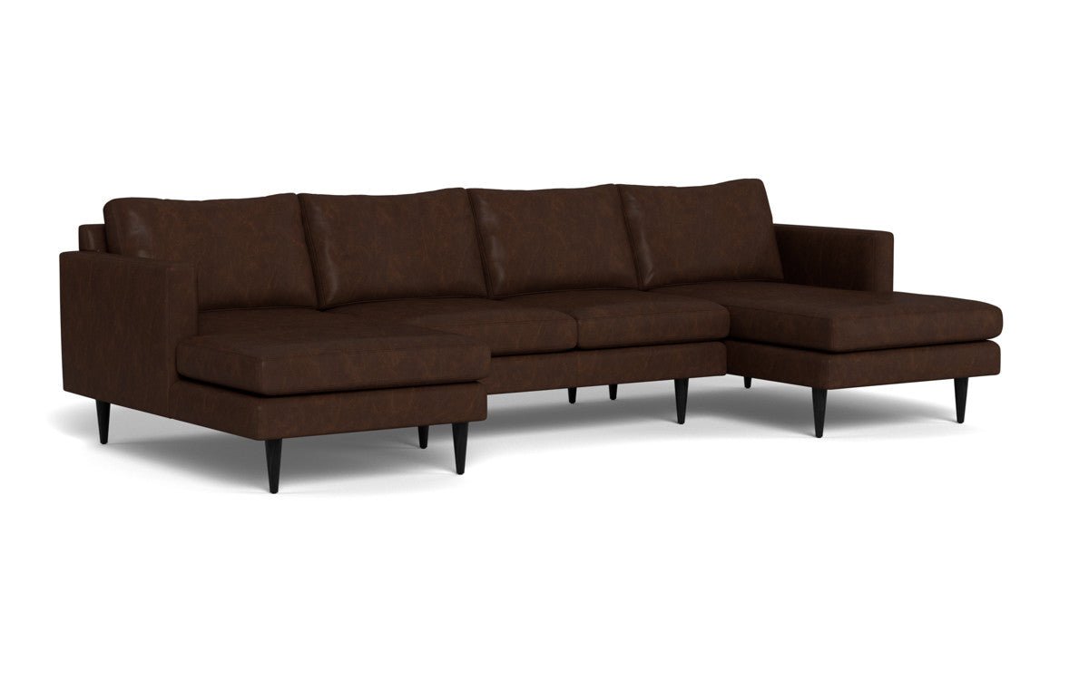Wallace 126" Leather Untufted Double Chaise U Sectional - Cheyenne Arrowshaft