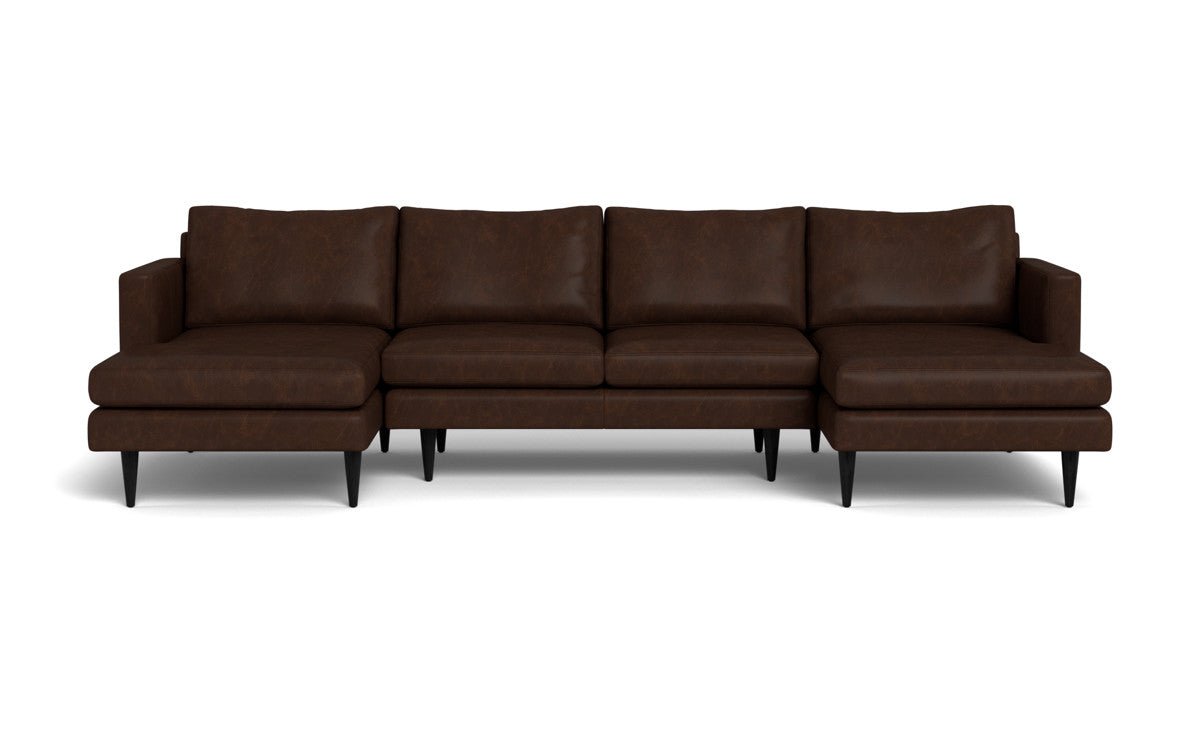 Wallace 126" Leather Untufted Double Chaise U Sectional - Cheyenne Arrowshaft