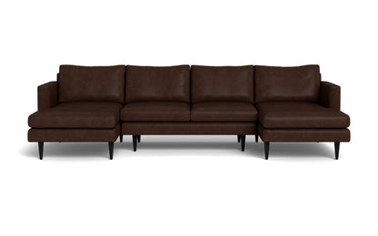 Wallace 126" Leather Untufted Double Chaise U Sectional - Cheyenne Arrowshaft