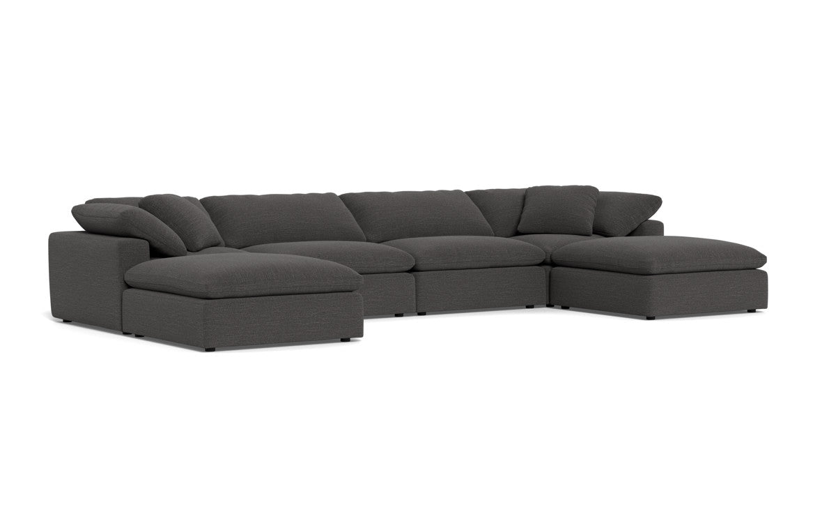Fluffy 178" 4 Piece Sectional W/Double Otto - Curious Charcoal