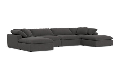 Fluffy 178" 4 Piece Sectional W/Double Otto - Curious Charcoal