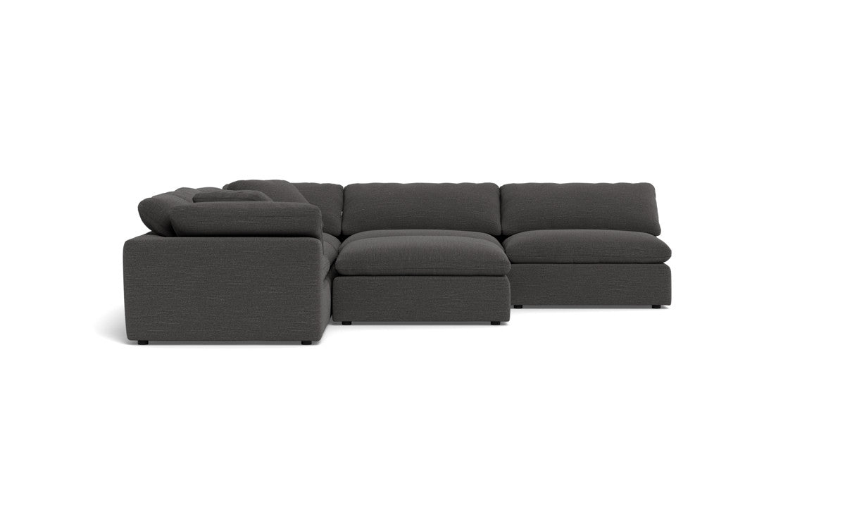 Fluffy 133.5" 5 Piece Sectional W/Ottoman - Curious Charcoal
