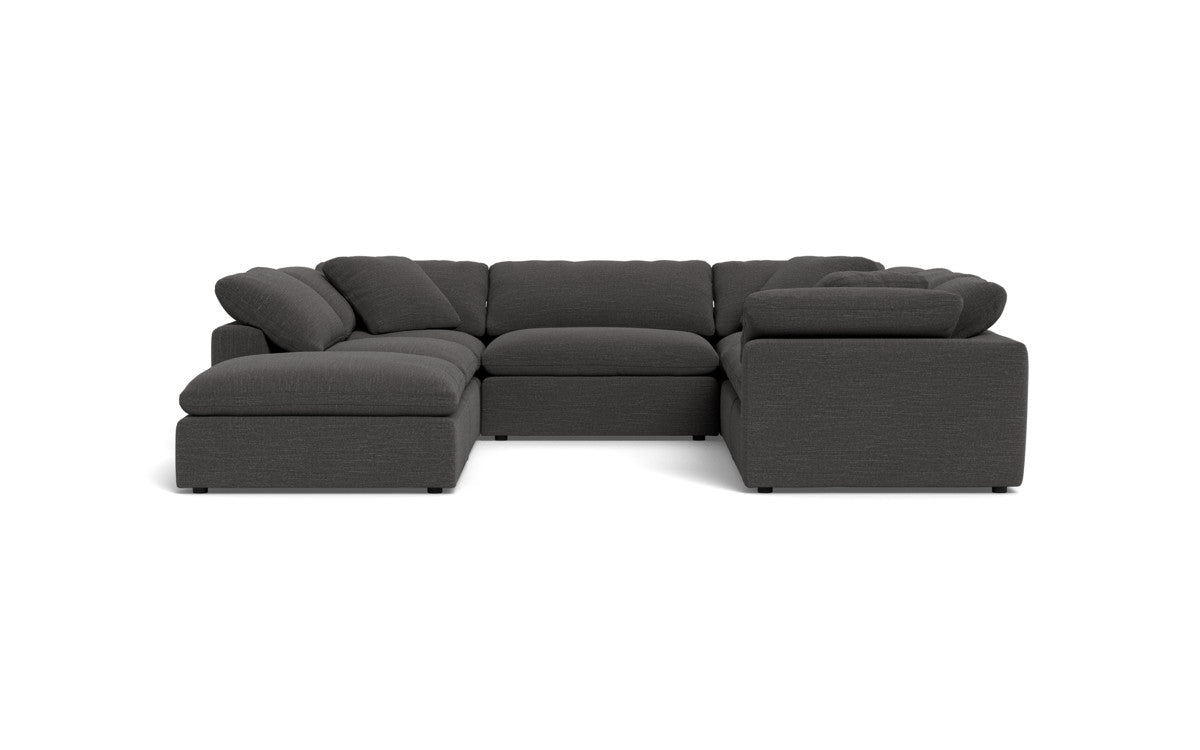 Fluffy 133.5" 6 Piece Sectional W/Ottoman - Curious Charcoal