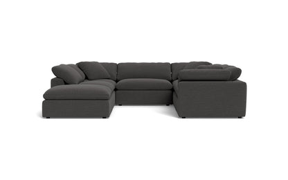 Fluffy 133.5" 6 Piece Sectional W/Ottoman - Curious Charcoal
