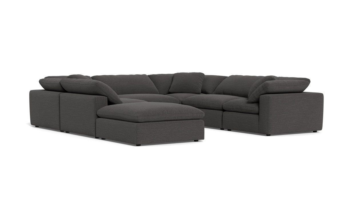 Fluffy 133.5" 6 Piece Sectional W/Ottoman - Curious Charcoal