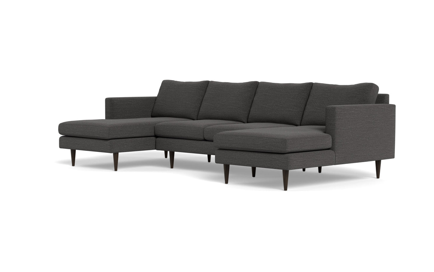 Wallace 126" Untufted Double Chaise U Sectional - Curious Charcoal