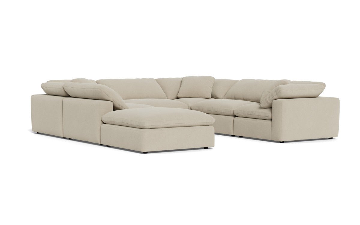 Fluffy 133.5" 6 Piece Sectional W/Ottoman - Curious Pearl
