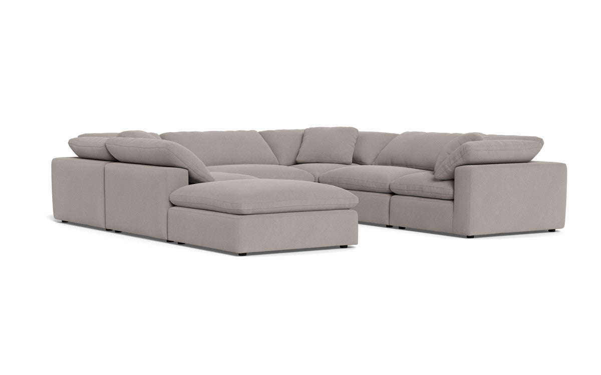 Fluffy 133.5" 6 Piece Sectional W/Ottoman - Curious Silverpine