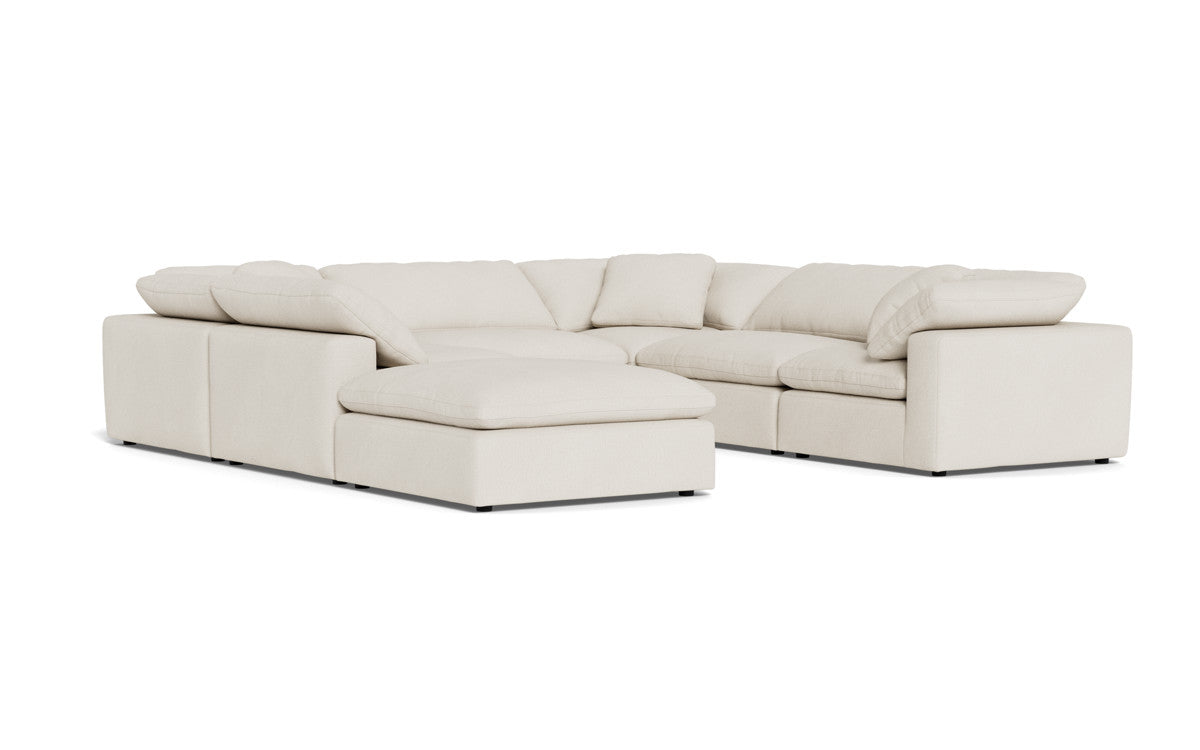Fluffy 133.5" 6 Piece Sectional W/Ottoman - Curious Snow