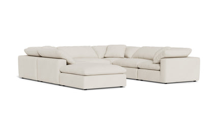Fluffy 133.5" 6 Piece Sectional W/Ottoman - Curious Snow