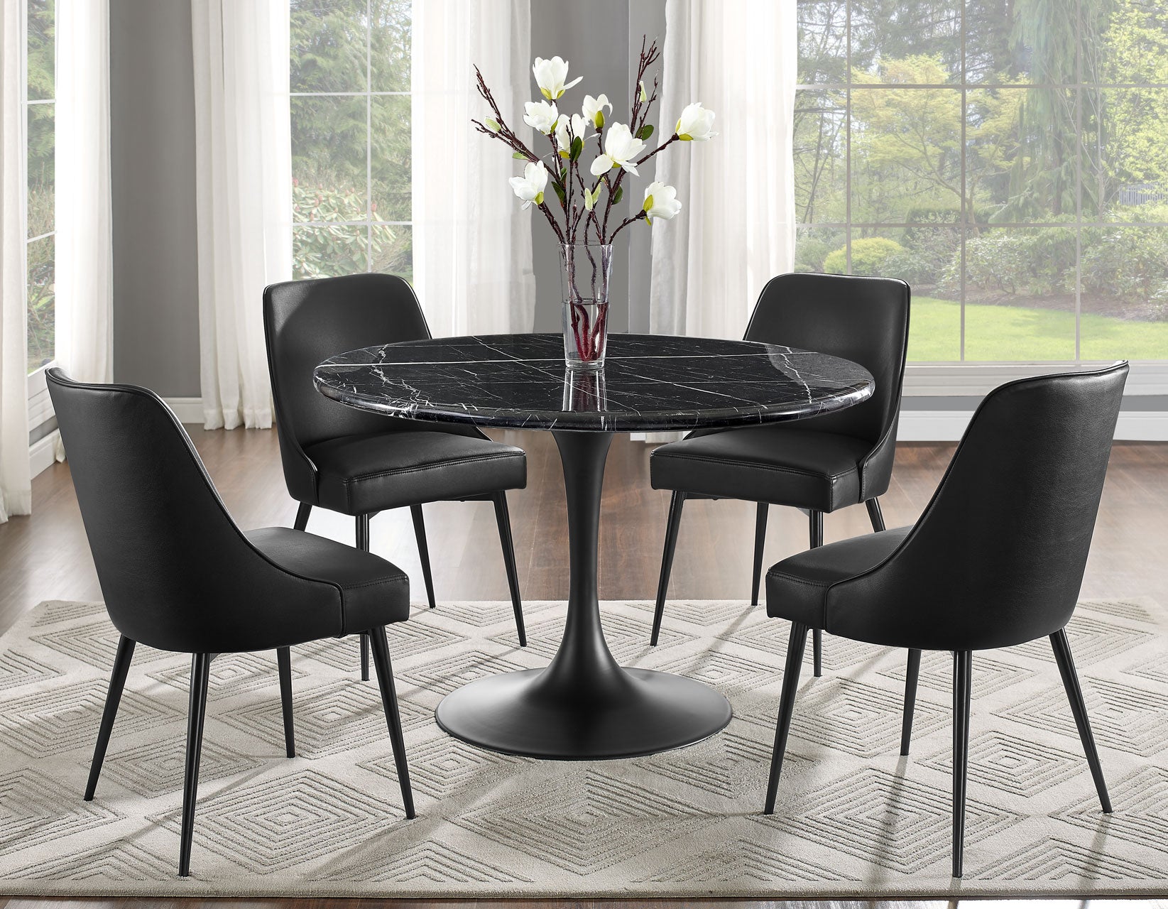 Colby Black Leatherette Dining Chairs (pr) -