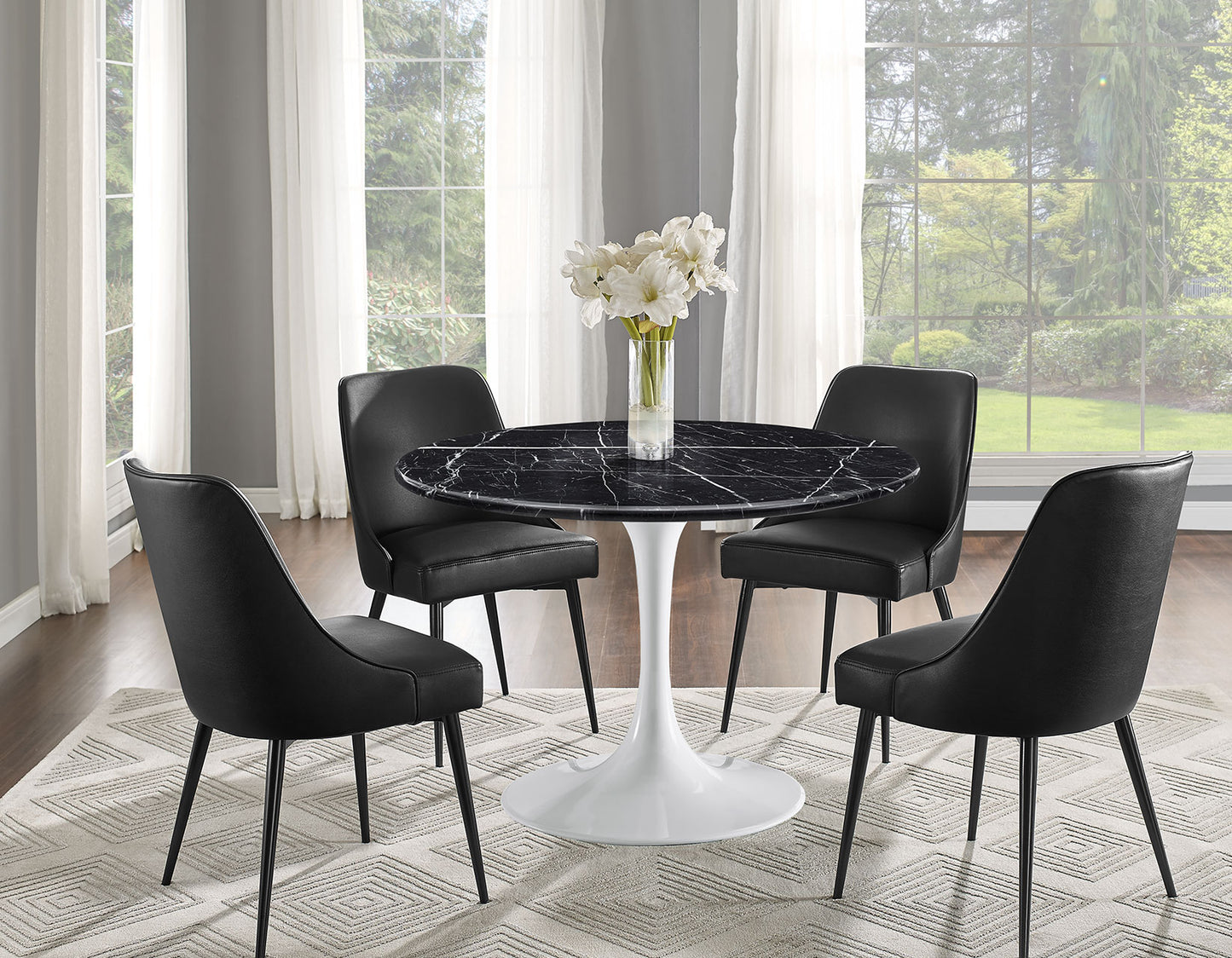 Colby Black Leatherette Dining Chairs (pr) -