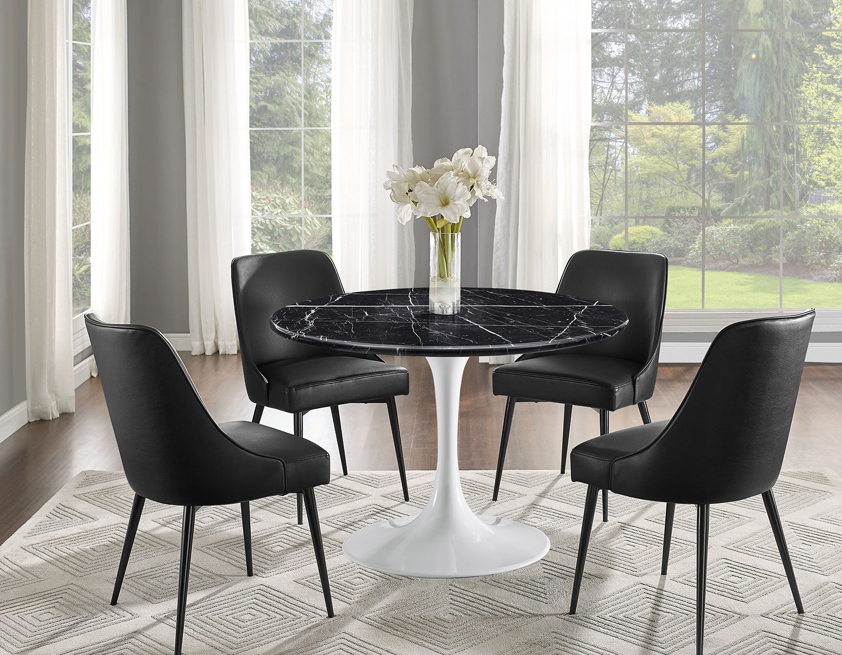 Colby Black Leatherette Dining Chairs (pr) -