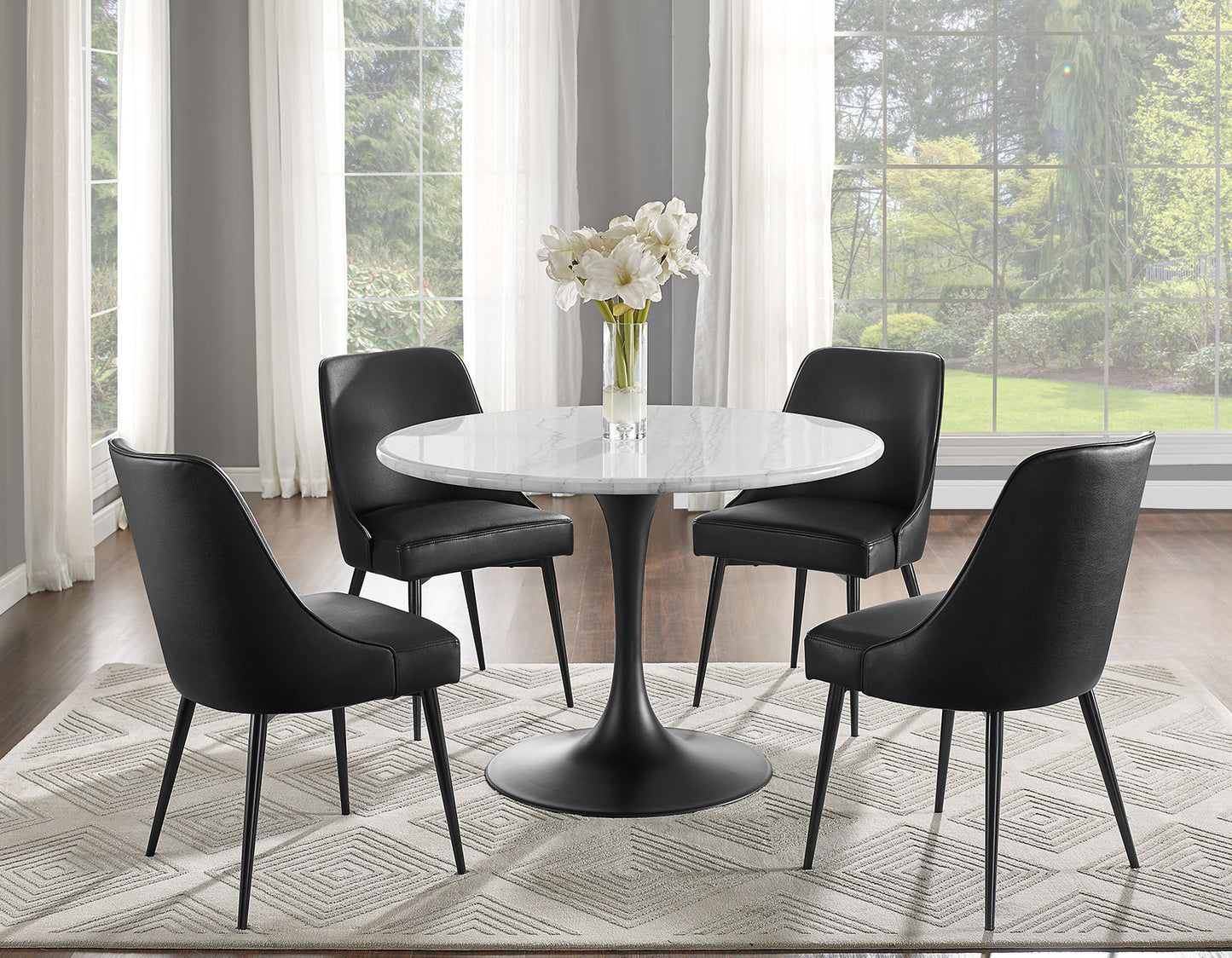 Colby Black Leatherette Dining Chairs (pr) -
