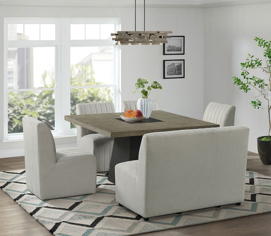 Jessica 54" Square Dining Set w./bench (6 pieces) -