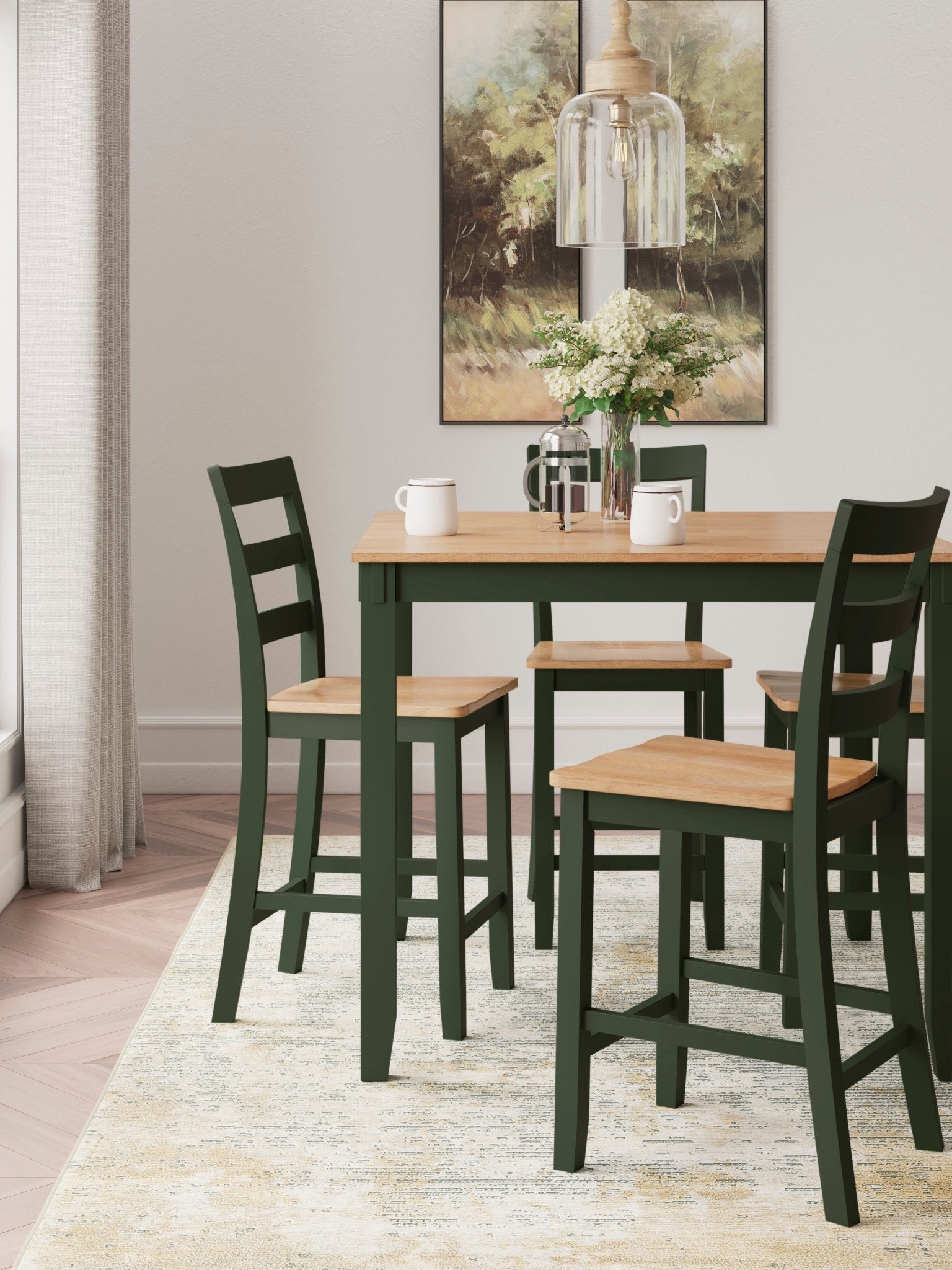 Georgina 5pc Dining Set - Natural Green