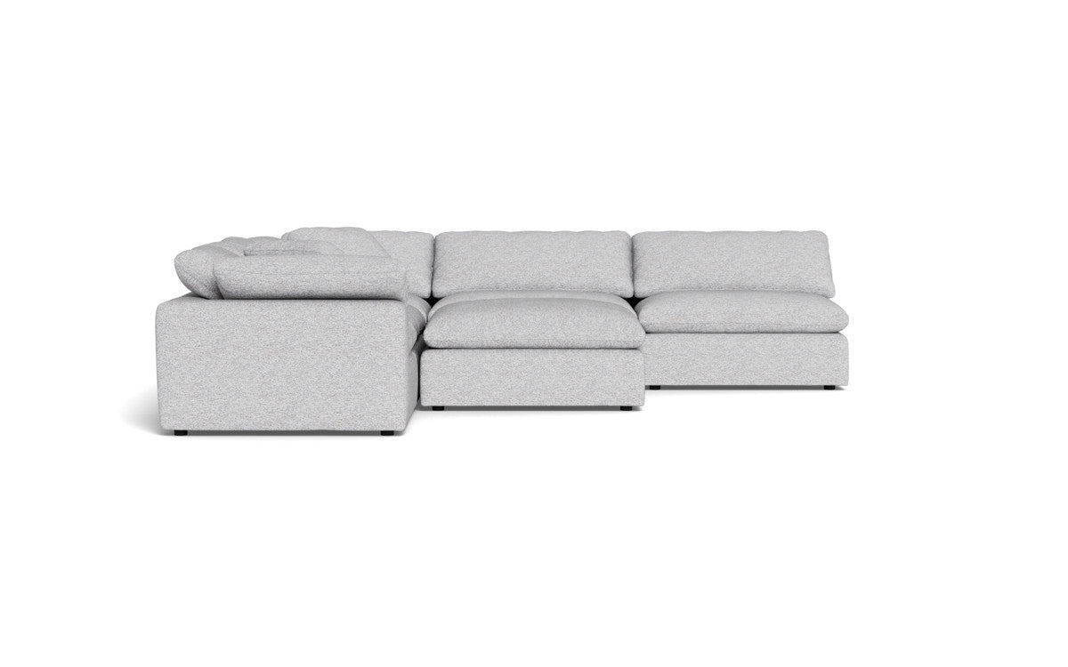 Fluffy 133.5" 5 Piece Sectional W/Ottoman - Delray Smoke