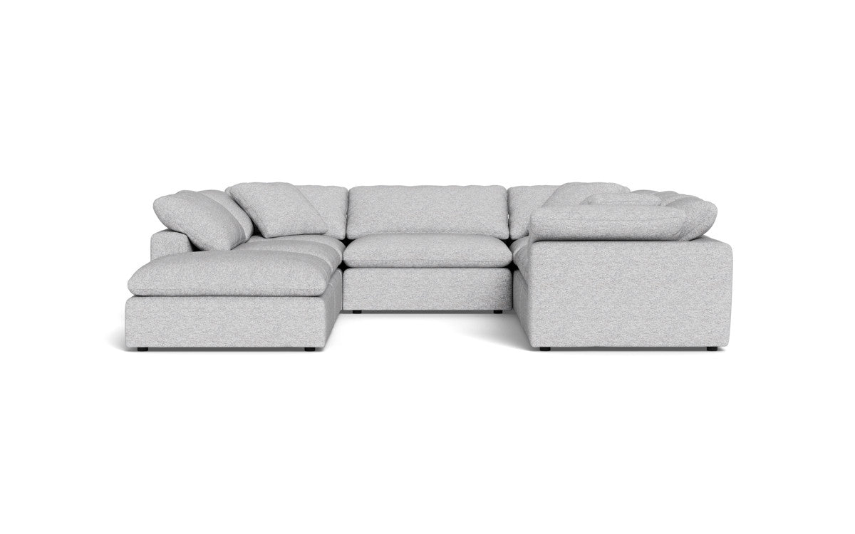Fluffy 133.5" 6 Piece Sectional W/Ottoman - Delray Smoke