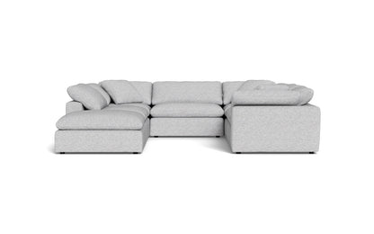 Fluffy 133.5" 6 Piece Sectional W/Ottoman - Delray Smoke