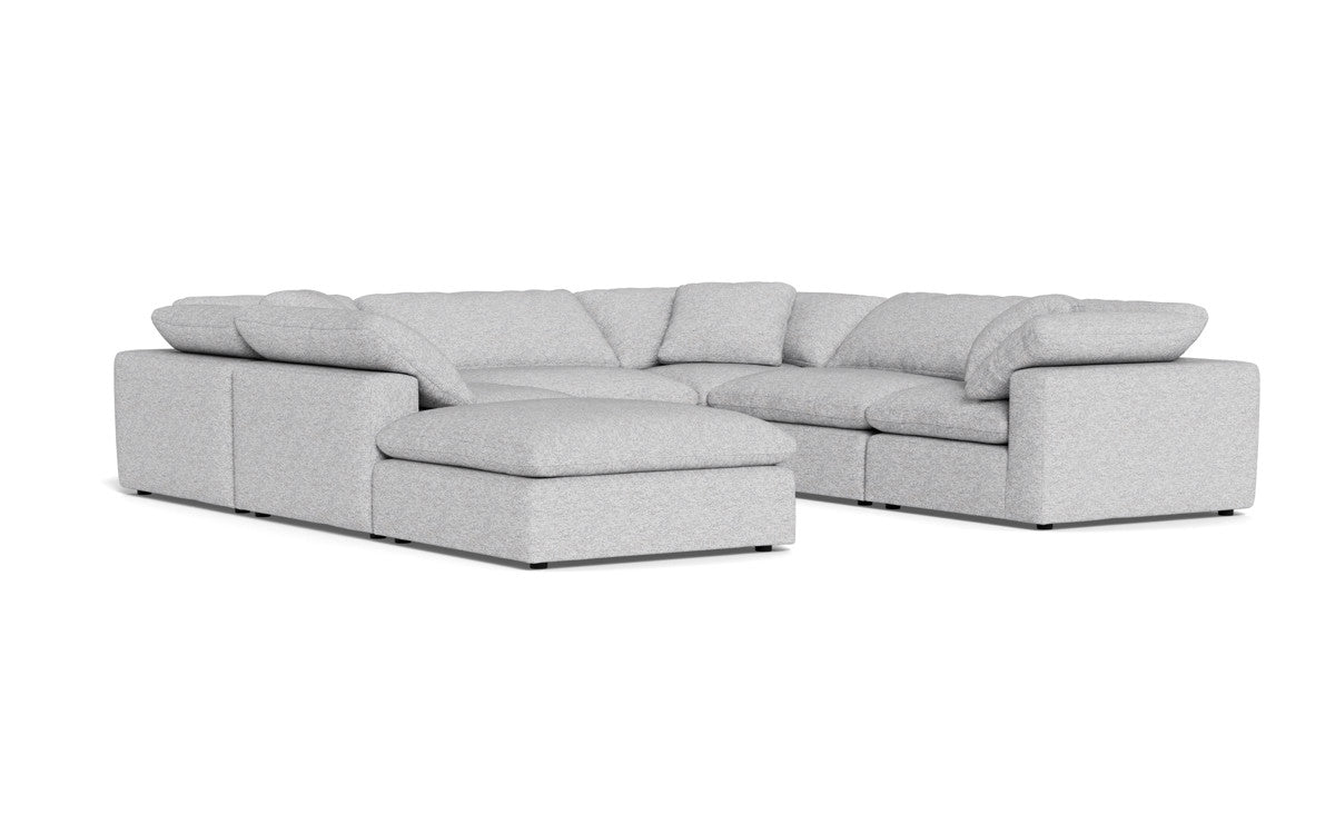 Fluffy 133.5" 6 Piece Sectional W/Ottoman - Delray Smoke