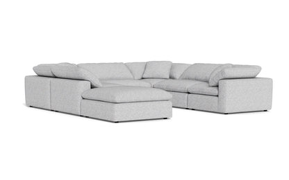 Fluffy 133.5" 6 Piece Sectional W/Ottoman - Delray Smoke