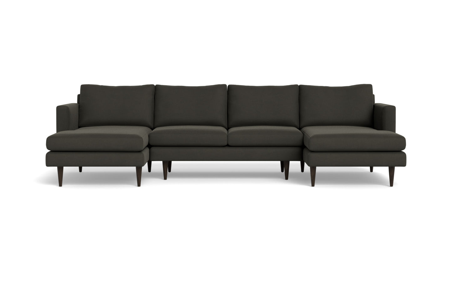 Wallace 126" Untufted Double Chaise U Sectional - Dream Chocolate