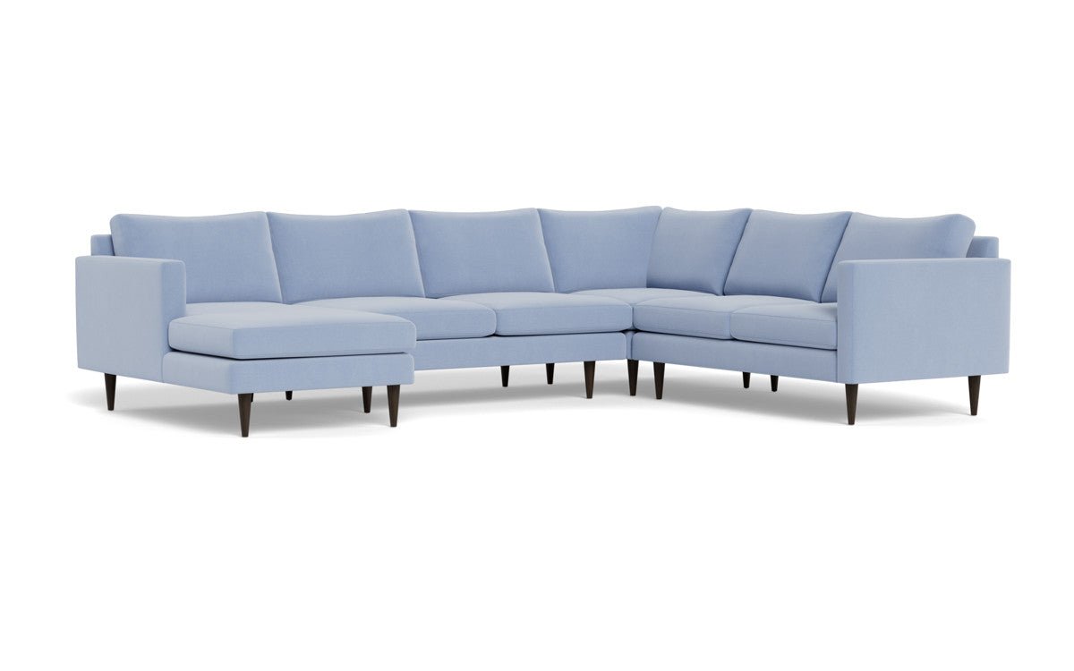 Wallace 130" Untufted Corner Sectionals w. Left Chaise - Dream French Blue