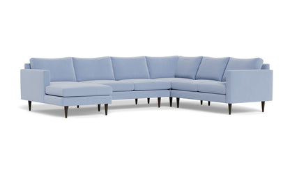 Wallace 130" Untufted Corner Sectionals w. Left Chaise - Dream French Blue