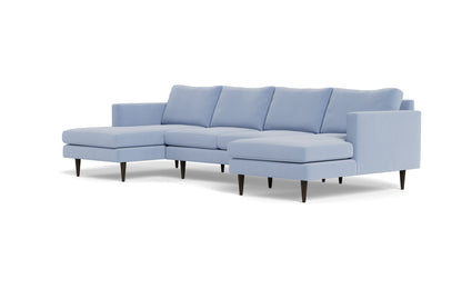 Wallace 126" Untufted Double Chaise U Sectional - Dream French Blue