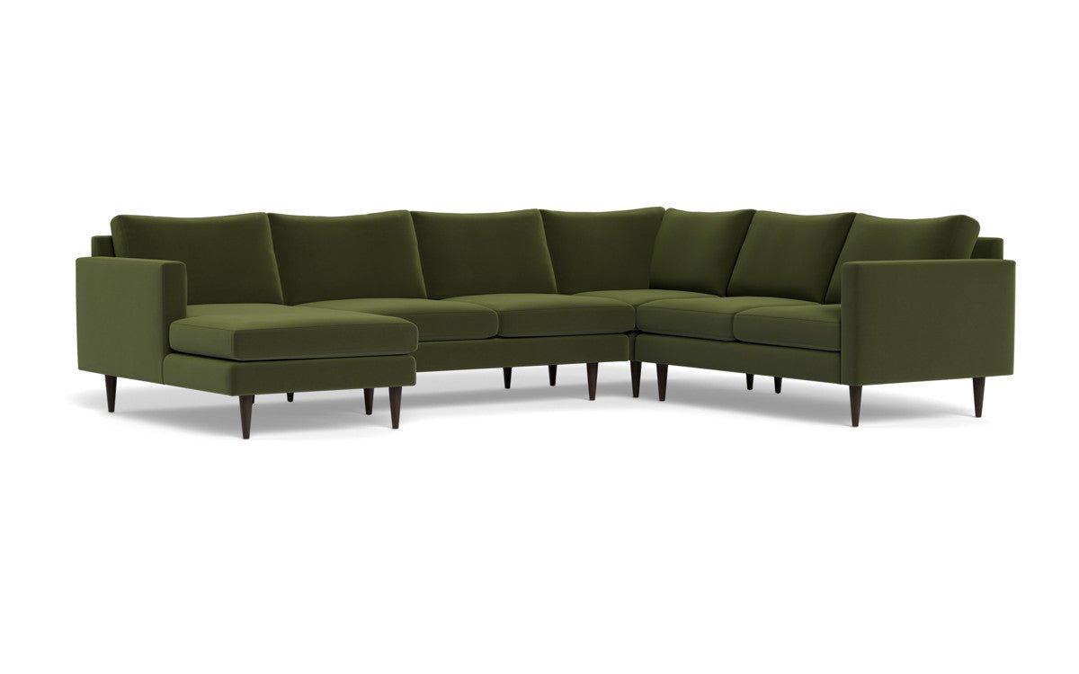 Wallace 130" Untufted Corner Sectionals w. Left Chaise - Dream Olive