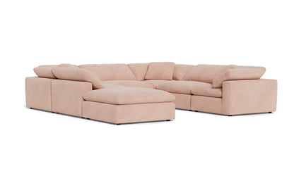 Fluffy 133.5" 6 Piece Sectional W/Ottoman - Elliot Blush