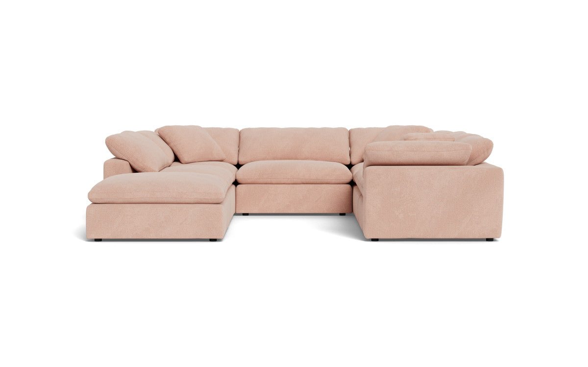Fluffy 133.5" 6 Piece Sectional W/Ottoman - Elliot Blush