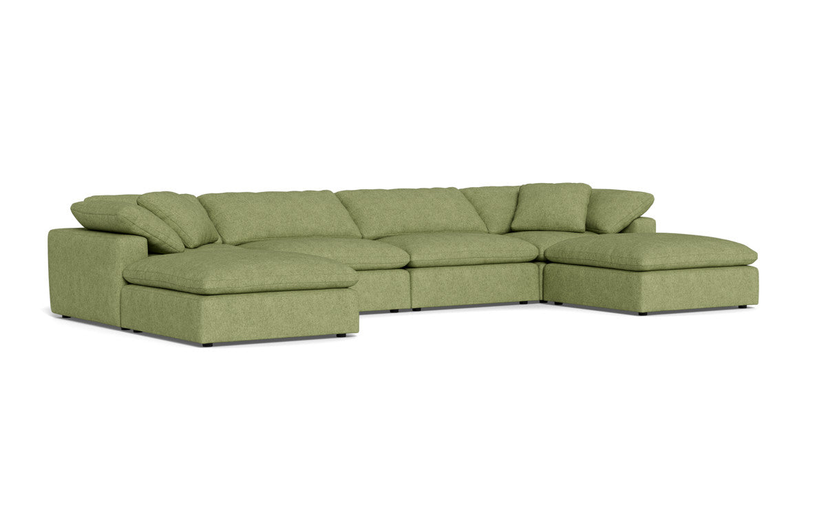 Fluffy 178" 4 Piece Sectional W/Double Otto - Elliot Celadon