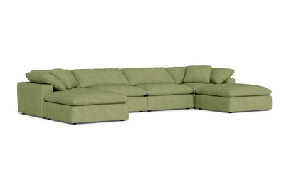 Fluffy 178" 4 Piece Sectional W/Double Otto - Elliot Celadon