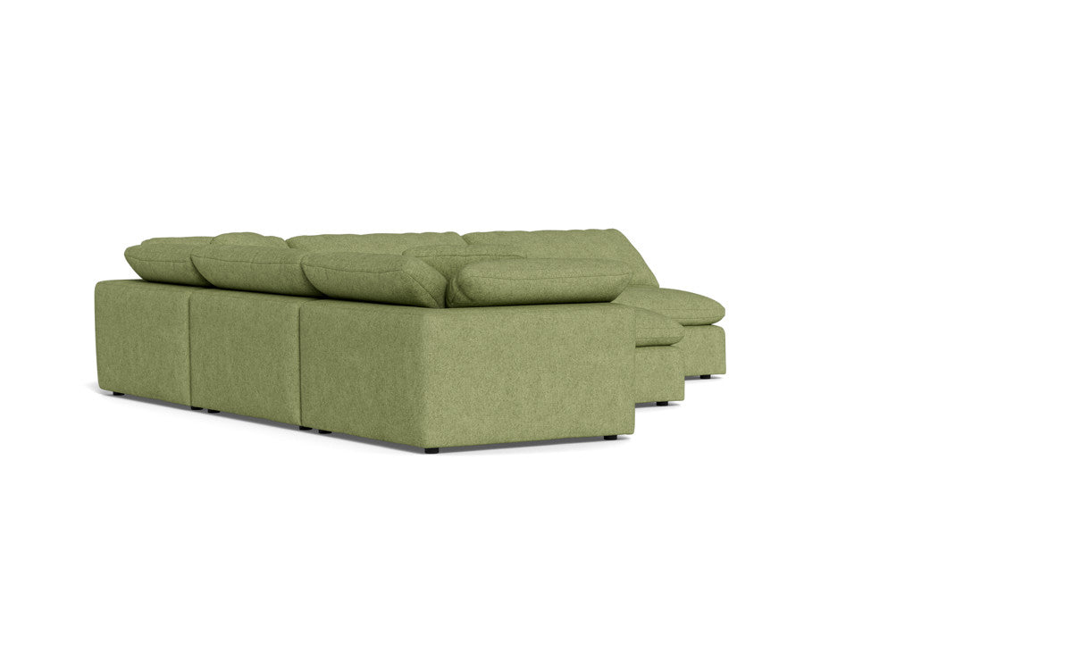 Fluffy 133.5" 5 Piece Sectional W/Ottoman - Elliot Celadon