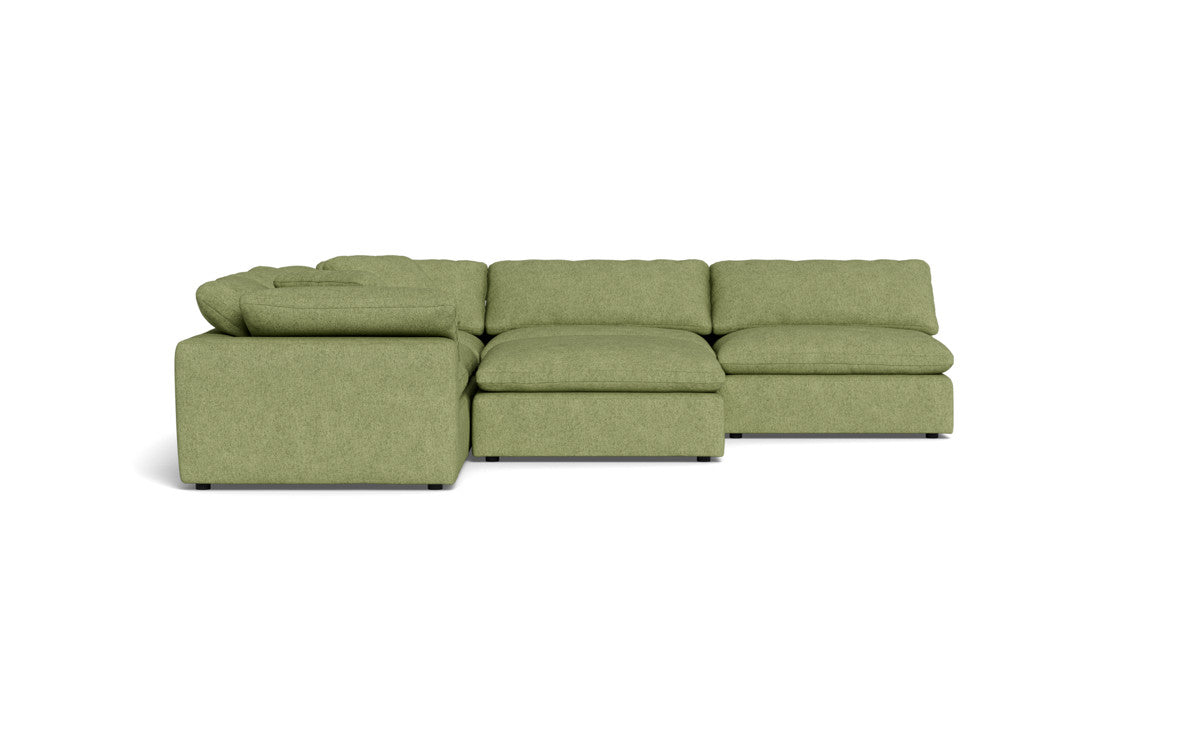 Fluffy 133.5" 5 Piece Sectional W/Ottoman - Elliot Celadon
