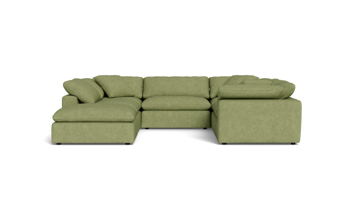Fluffy 133.5" 6 Piece Sectional W/Ottoman - Elliot Celadon