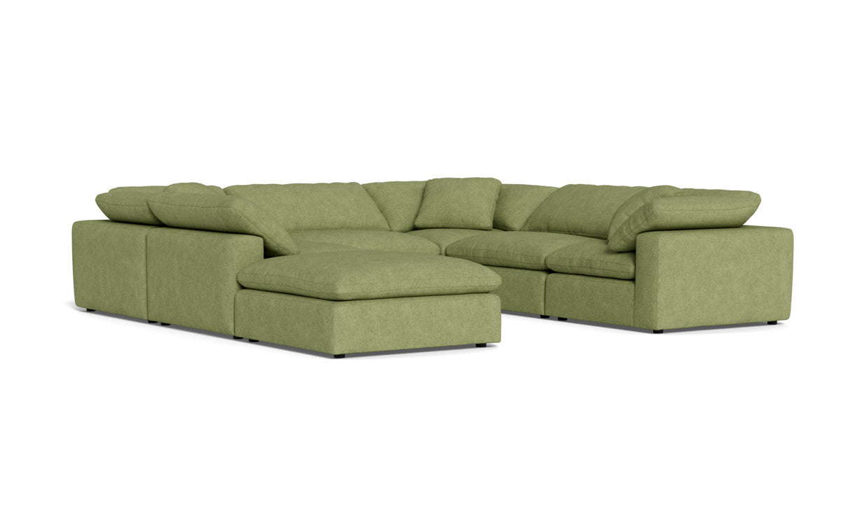 Fluffy 133.5" 6 Piece Sectional W/Ottoman - Elliot Celadon