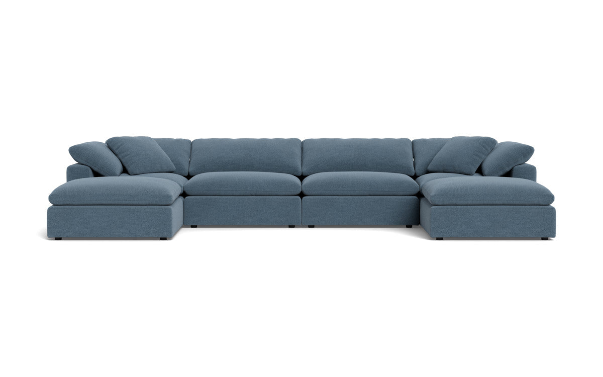Fluffy 178" 4 Piece Sectional W/Double Otto - Elliot French Blue