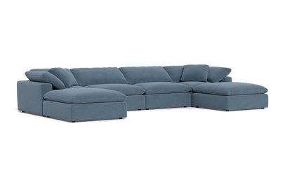 Fluffy 178" 4 Piece Sectional W/Double Otto - Elliot French Blue