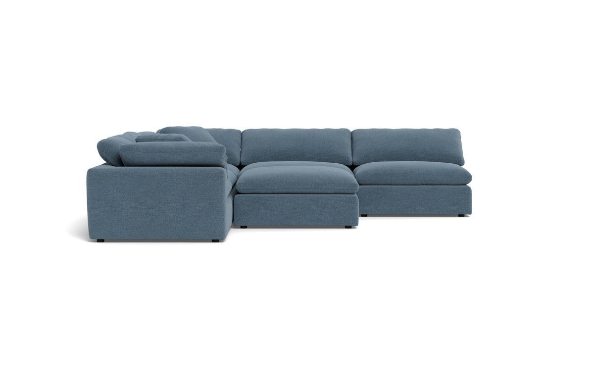 Fluffy 133.5" 5 Piece Sectional W/Ottoman - Elliot French Blue