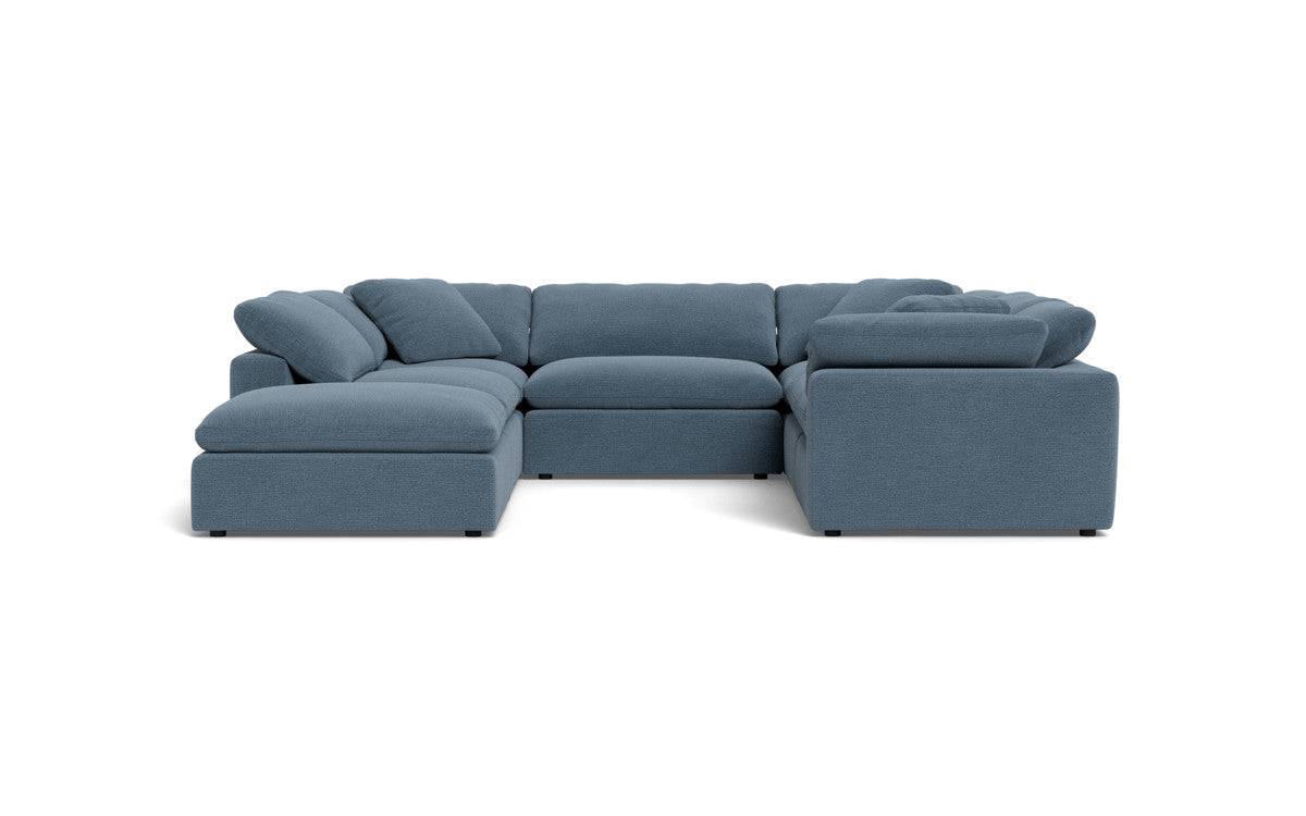 Fluffy 133.5" 6 Piece Sectional W/Ottoman - Elliot French Blue