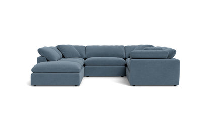 Fluffy 133.5" 6 Piece Sectional W/Ottoman - Elliot French Blue