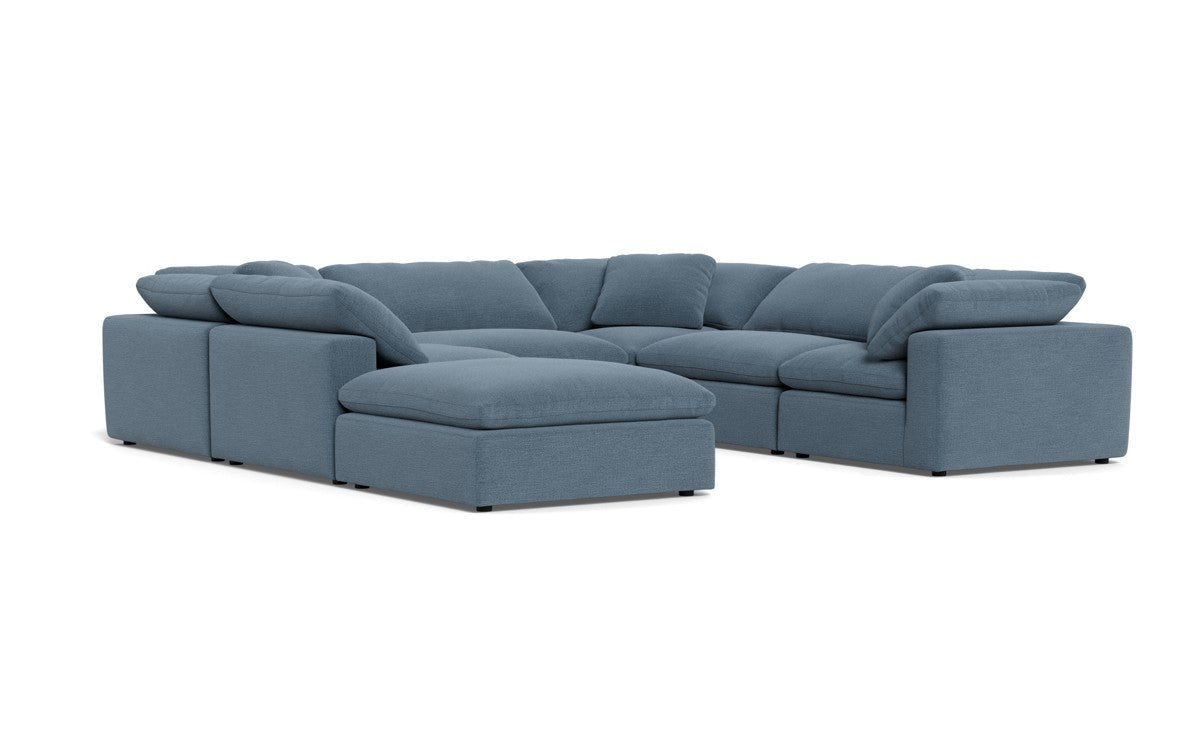 Fluffy 133.5" 6 Piece Sectional W/Ottoman - Elliot French Blue