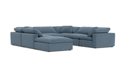 Fluffy 133.5" 6 Piece Sectional W/Ottoman - Elliot French Blue