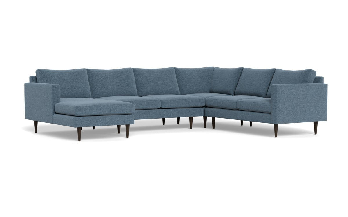 Wallace 130" Untufted Corner Sectionals w. Left Chaise - Elliot French Blue