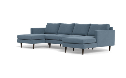 Wallace 126" Untufted Double Chaise U Sectional - Elliot French Blue