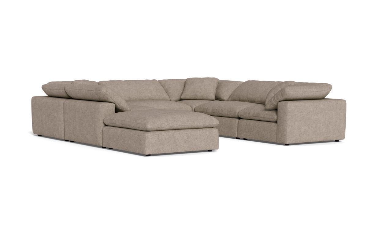 Fluffy 133.5" 6 Piece Sectional W/Ottoman - Elliot Pebble